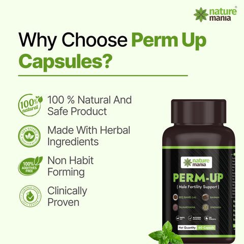 Nature Mania Perm-up Capsule (Male Sperm Count Booster) 60 Capsules Pack NatureMania